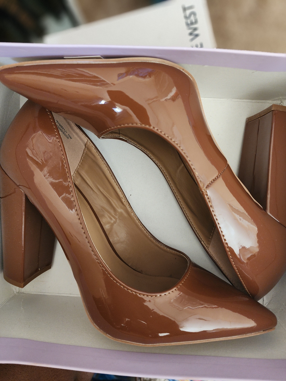 Classic Patent Block Heel NUDE Pump